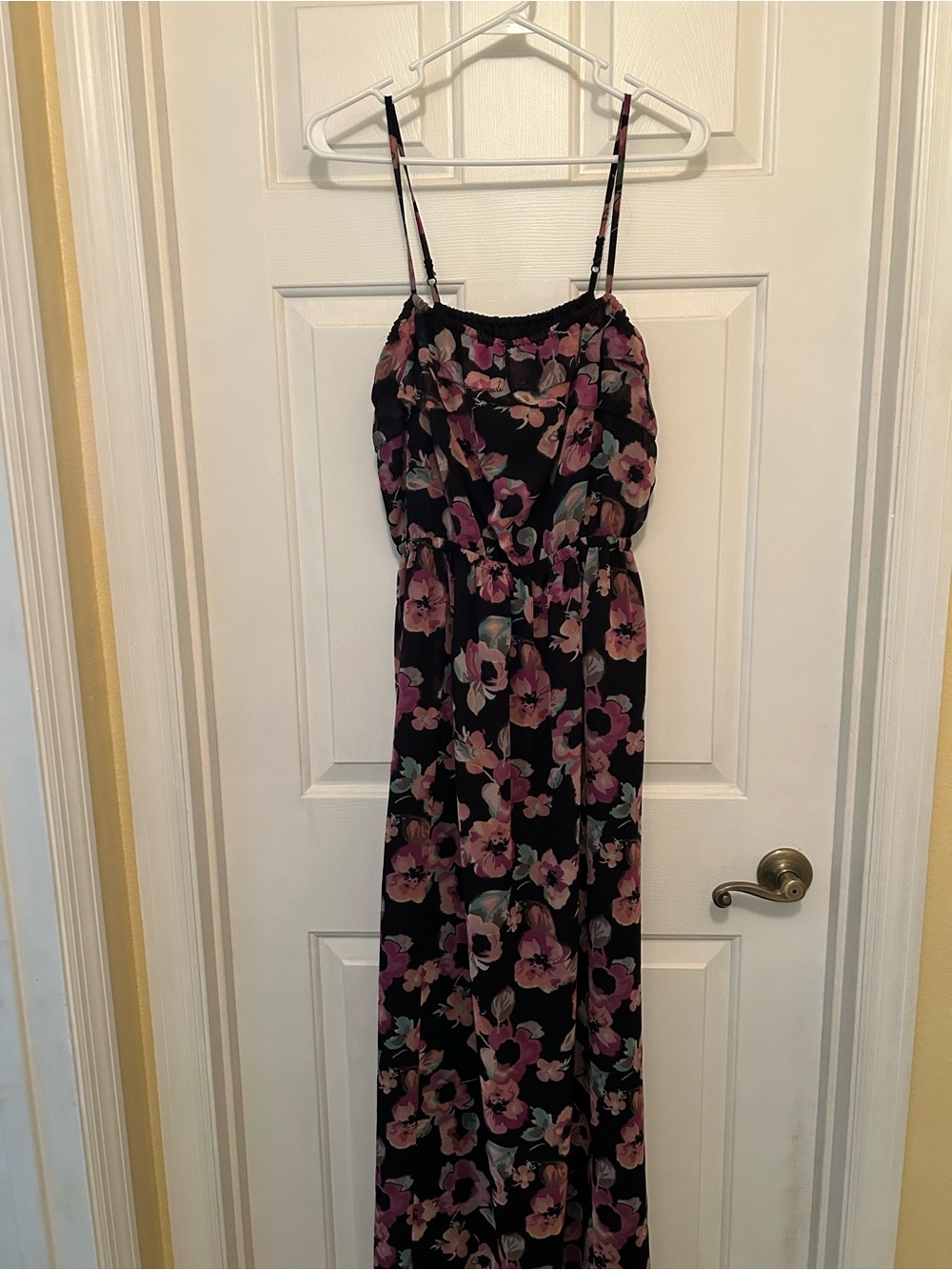 LC Lauren Conrad Black Maxi Dress with Pink Floral Print